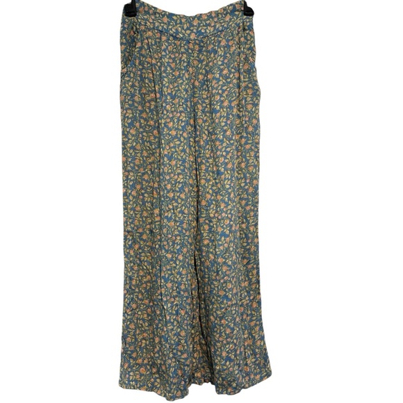 Billabong Pants - Billabong Blue Floral Boho Wide Leg Pants Cottagecore
